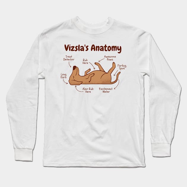 Vizsla dog animal funny anatomy with a funny anatomy chart Long Sleeve T-Shirt by Meinersncovert